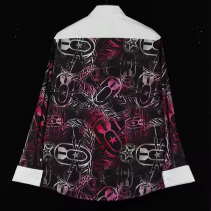 Pre-Order - Mess Dress Shirt (Men's) - "It's 5 o'clock Somewhere" (Hot Pink on Black)
