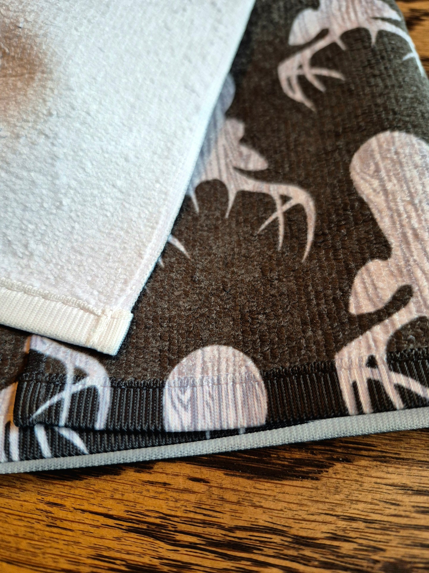 Hand Towel - "Wood Grain Deer" (Black)