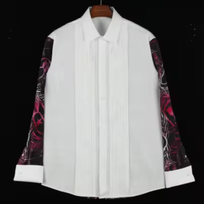 Pre-Order - Mess Dress Shirt (Men's) - "It's 5 o'clock Somewhere" (Hot Pink on Black)