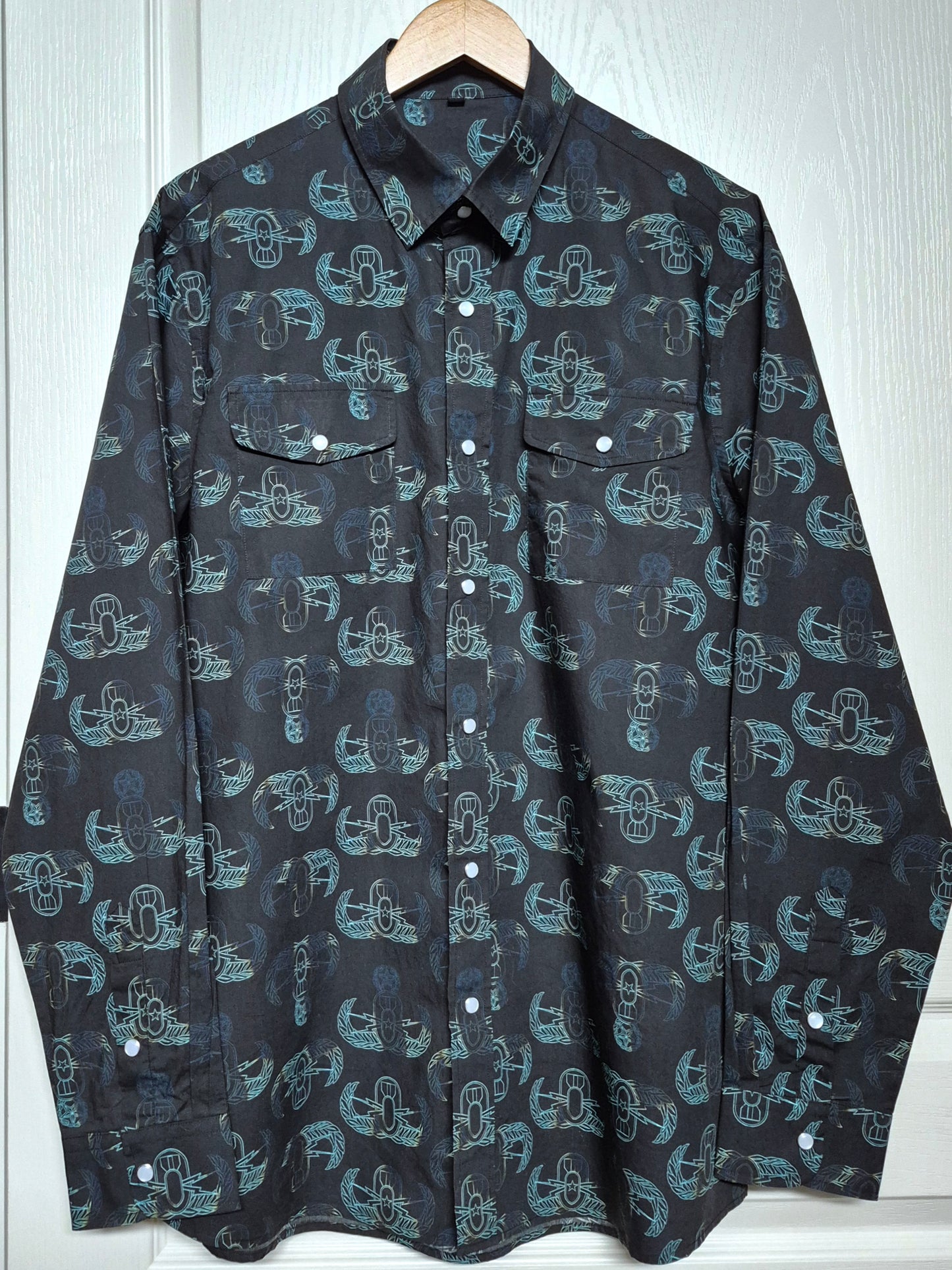 PRE-ORDER - Pearl Snap Dress Shirt (Men's) - "EOD Badge Rows" (Burnt Edges)