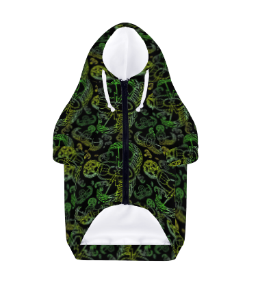 Dog Hoodie - "EOD Mixed Badges" (Lemon Lime on Black)