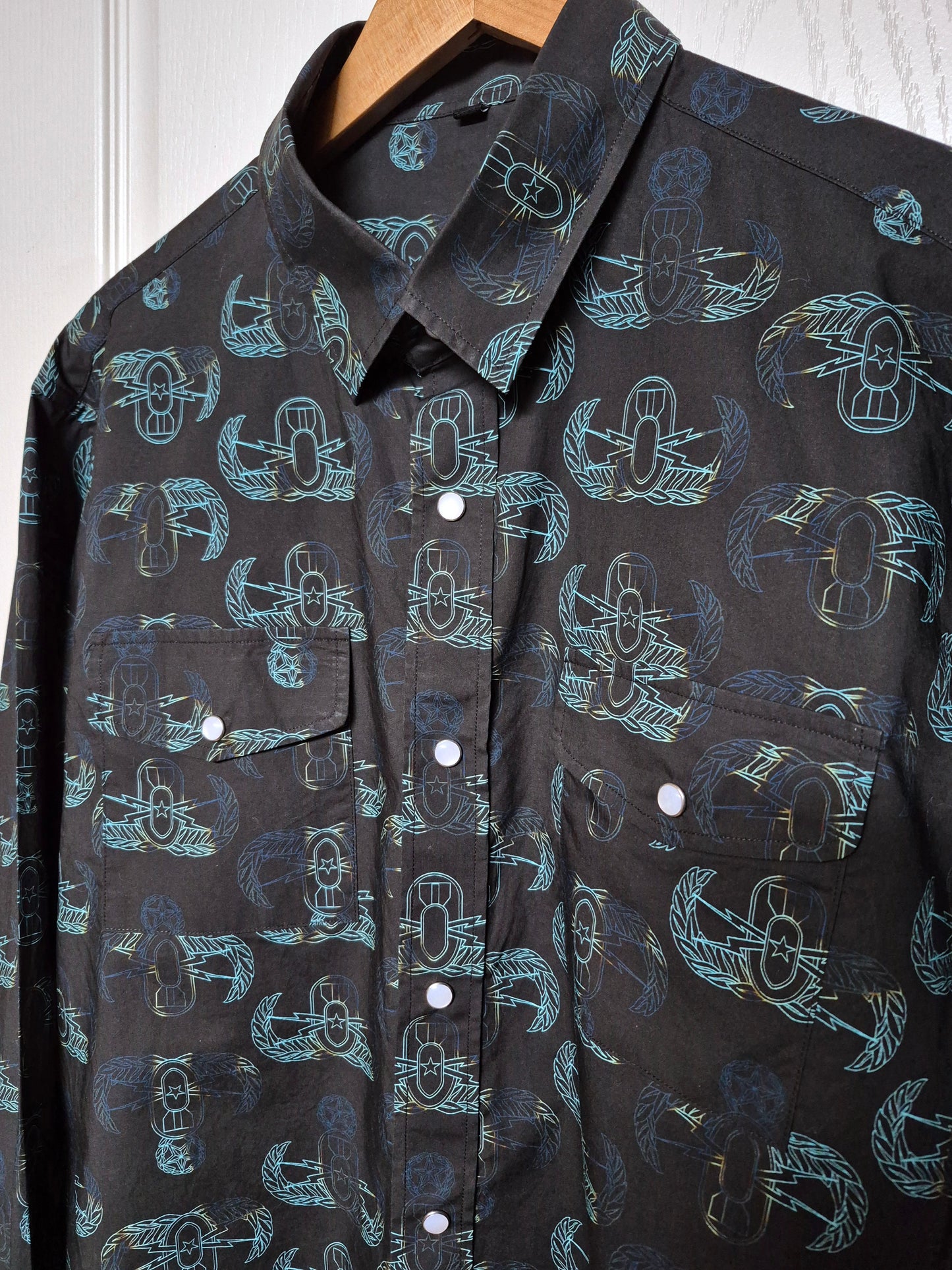 PRE-ORDER - Pearl Snap Dress Shirt (Men's) - "EOD Badge Rows" (Burnt Edges)