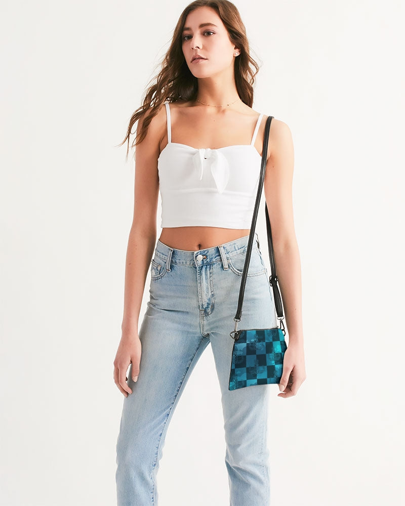 Crossbody/Wristlet - "EOD Buffoulage Checkered Flag" (Teal)