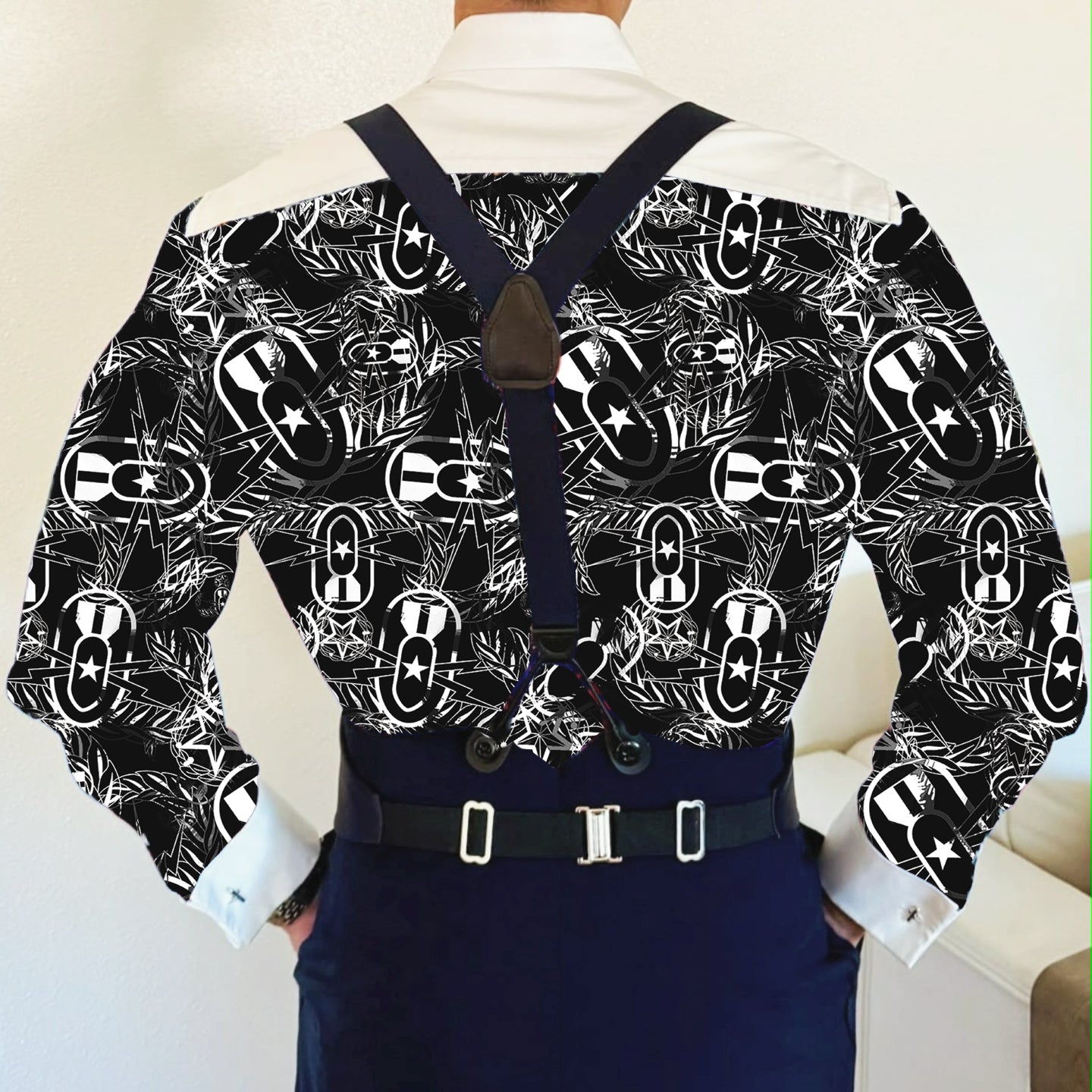 CUSTOM ORDER - Mess Dress Shirt (Men's) - "It's 5 o'clock Somewhere" (White on Black)