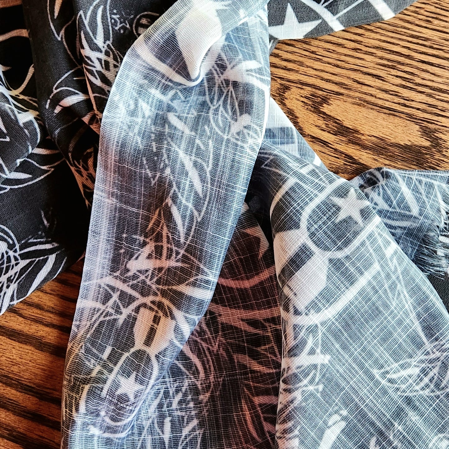 Pashmina Scarf - "It's 5 o'clock Somewhere" (White on Black)