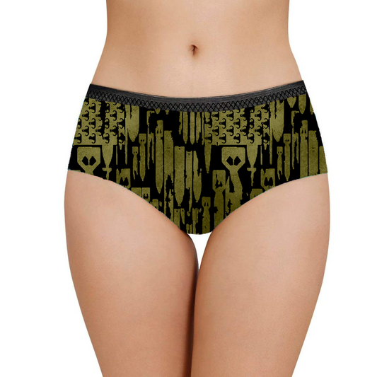 Women's Briefs - "EOD Bomb Flag" (OD Green on Black)