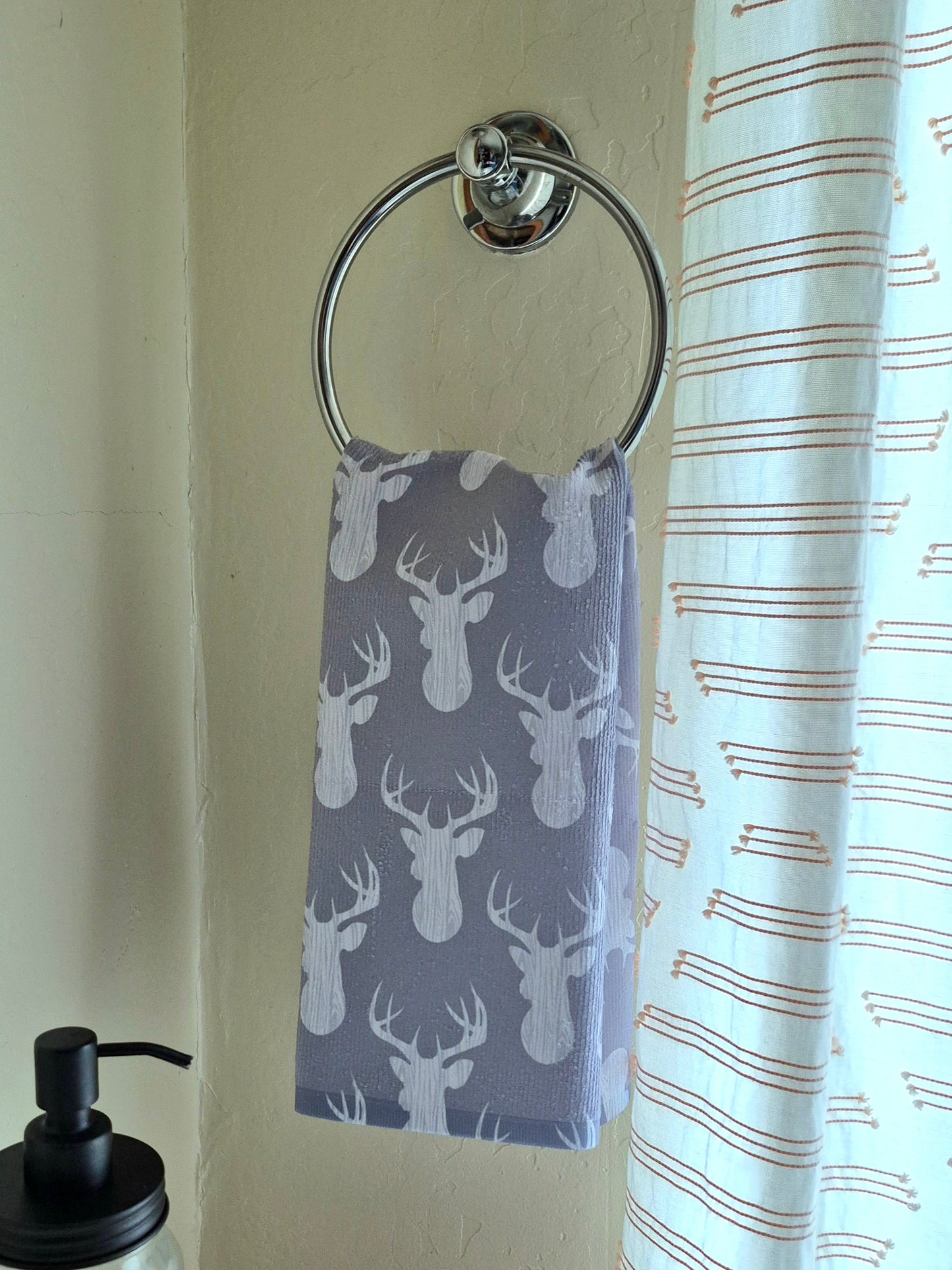 Hand Towel - "Wood Grain Deer" (Grey)