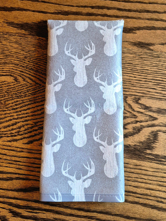 Hand Towel - "Wood Grain Deer" (Grey)