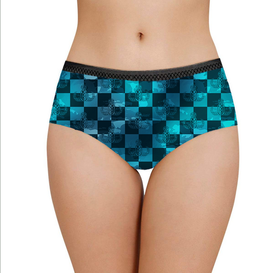 Women's Briefs - "EOD Buffoulage Checkered Flag" (Teal)