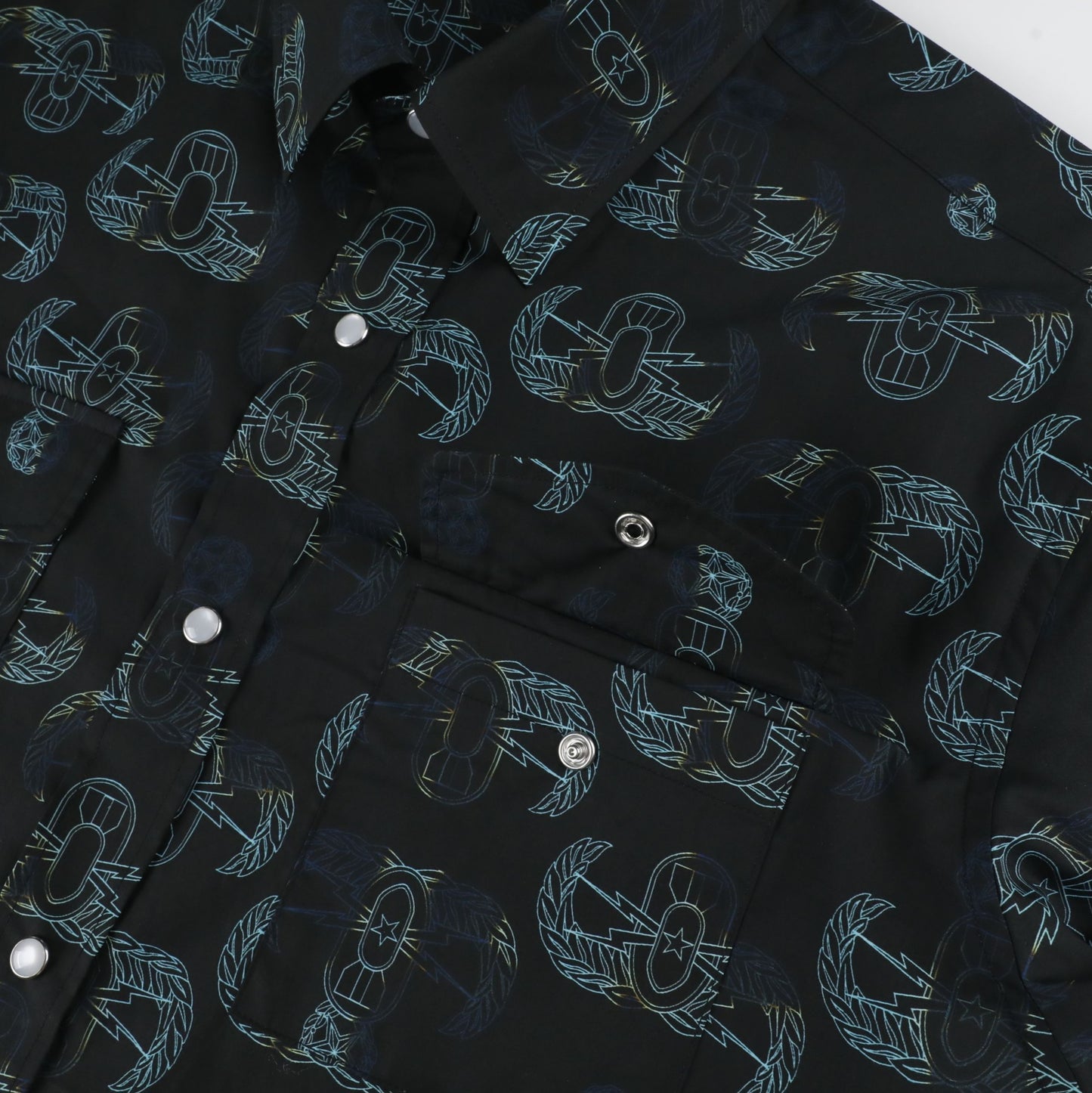 PRE-ORDER - Pearl Snap Dress Shirt (Men's) - "EOD Badge Rows" (Burnt Edges)