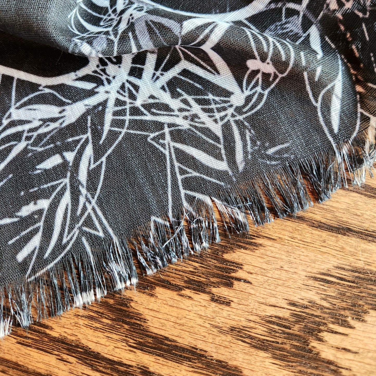 Pashmina Scarf - "It's 5 o'clock Somewhere" (White on Black)