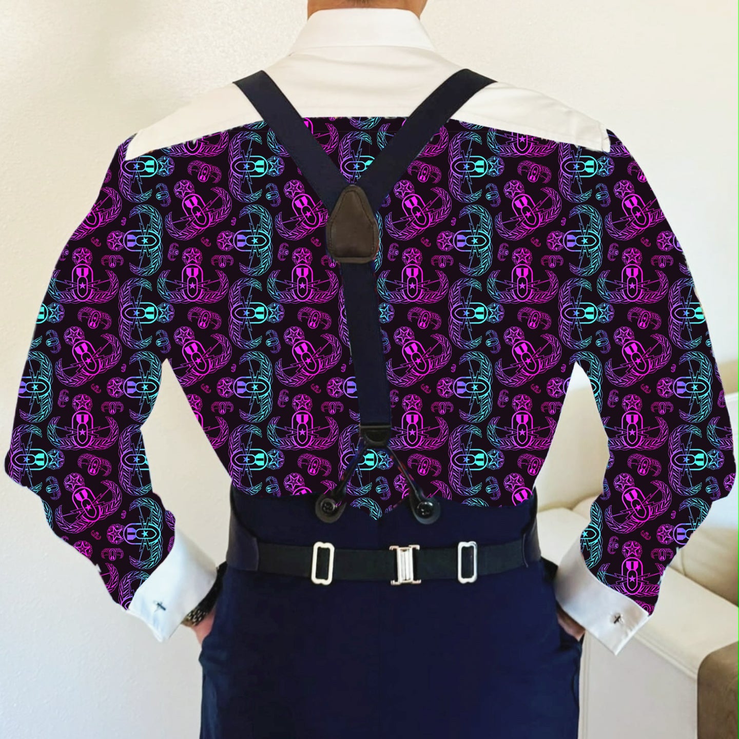 CUSTOM ORDER - Mess Dress Shirt (Men's) - "EOD BOMBre" (Pink/Turquoise/Purple)