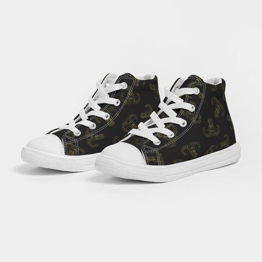 Kids' High Top Shoes - "EOD Badges" (OD Green on Black) Size 1