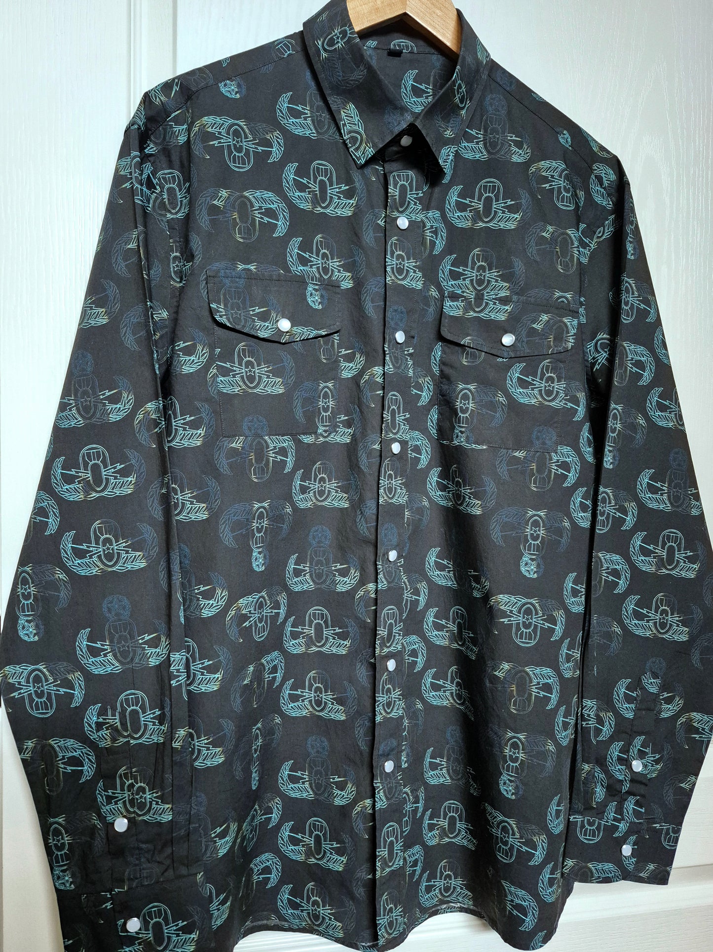 PRE-ORDER - Pearl Snap Dress Shirt (Men's) - "EOD Badge Rows" (Burnt Edges)