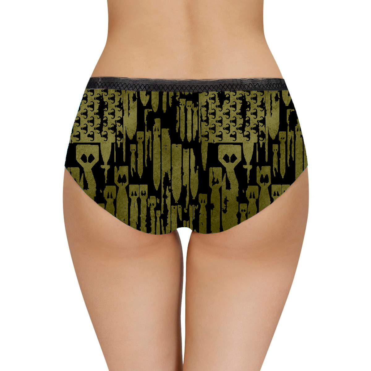 Women's Briefs - "EOD Bomb Flag" (OD Green on Black)
