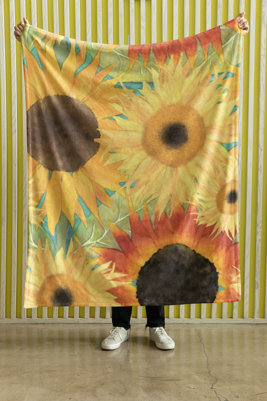 Pre-Order - Plush Throw Blanket - "Sunflowers"