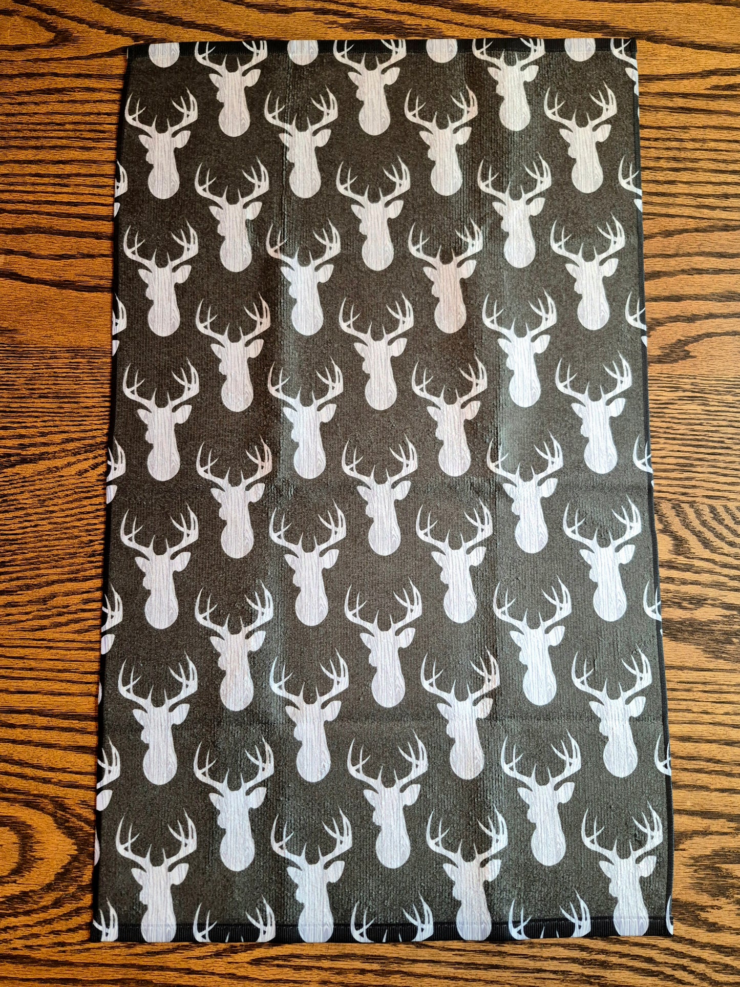 Hand Towel - "Wood Grain Deer" (Black)