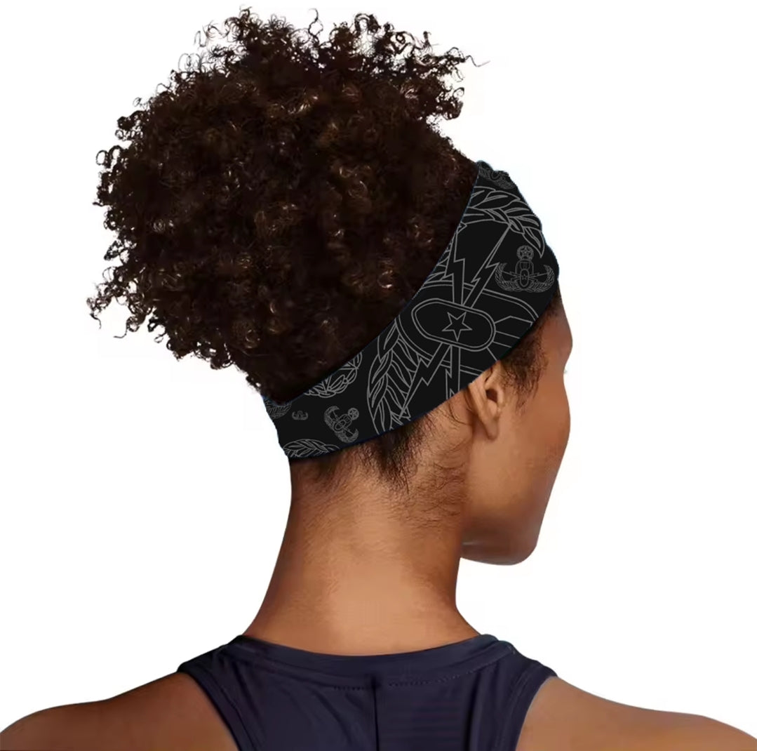 Headband - "EOD Mixed Badges" (Grey on Black)
