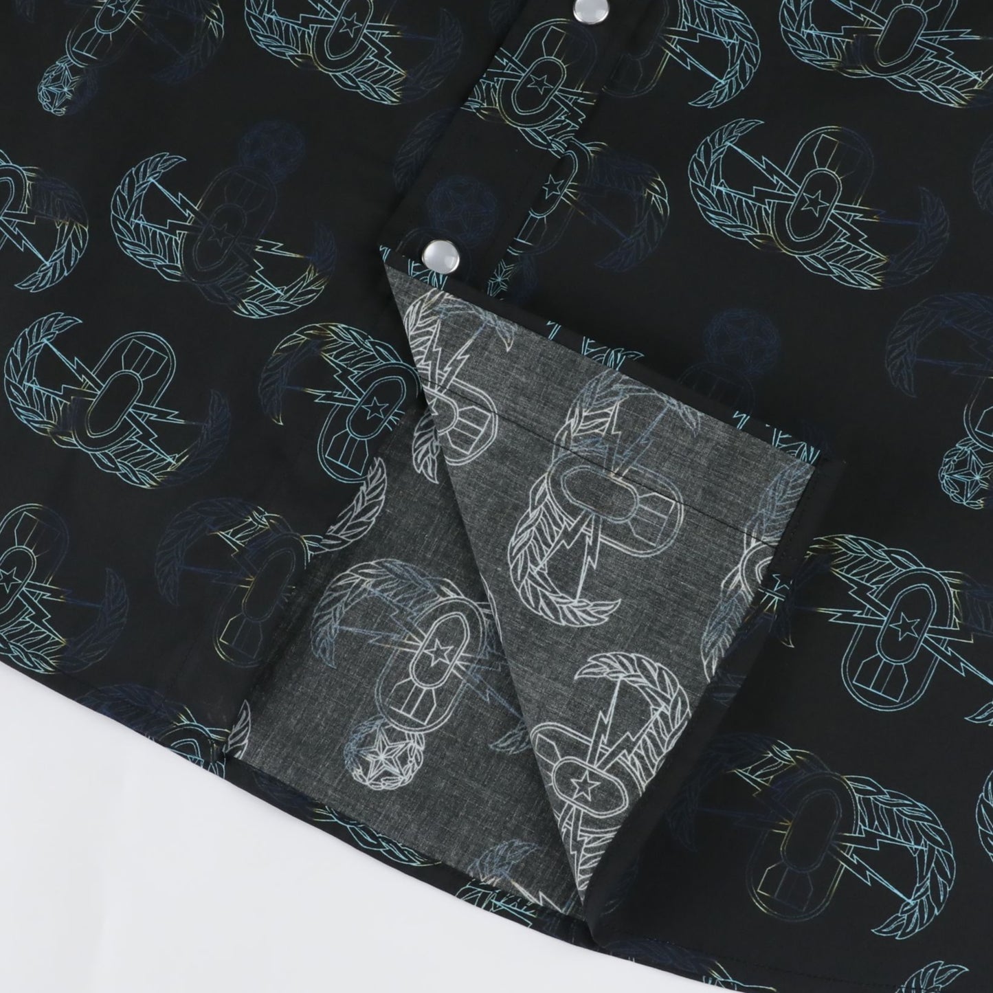 PRE-ORDER - Pearl Snap Dress Shirt (Men's) - "EOD Badge Rows" (Burnt Edges)
