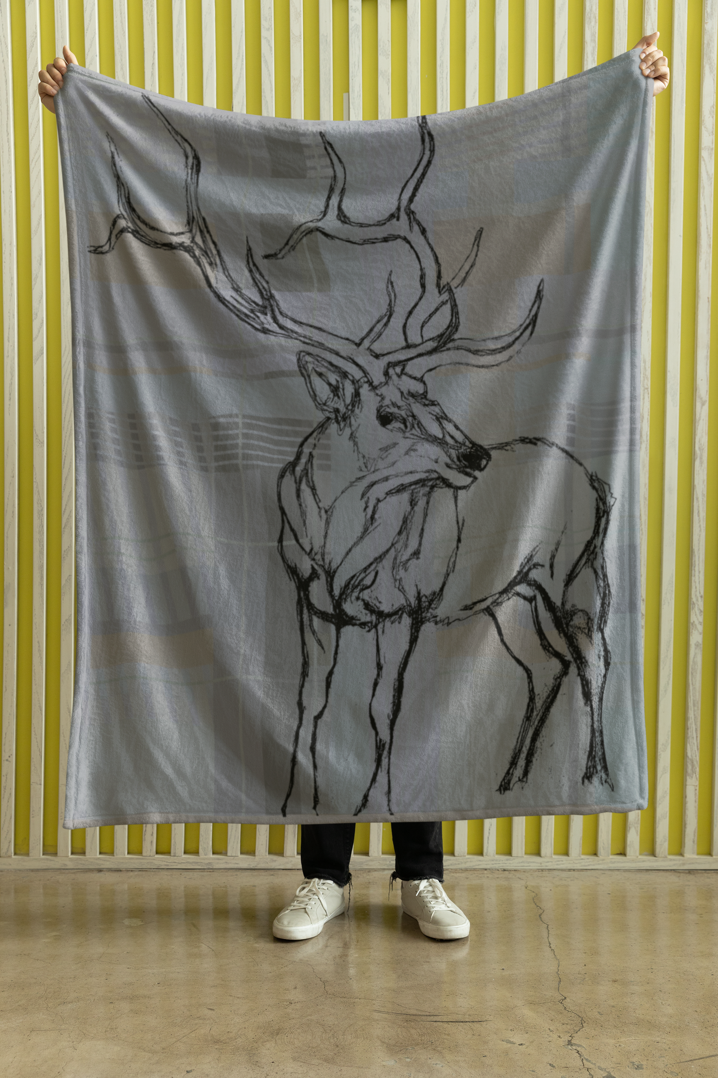 Pre-Order - Plush Throw Blanket - "Plaid Elk"