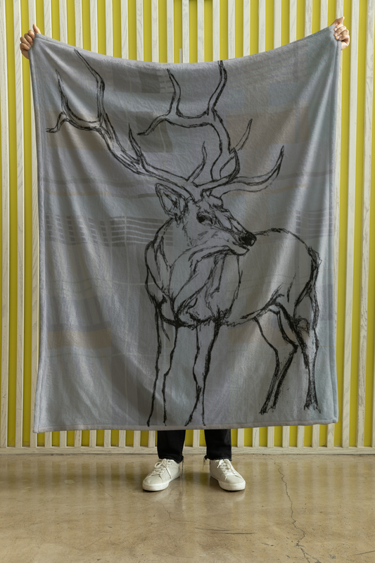 Pre-Order - Plush Throw Blanket - "Plaid Elk"