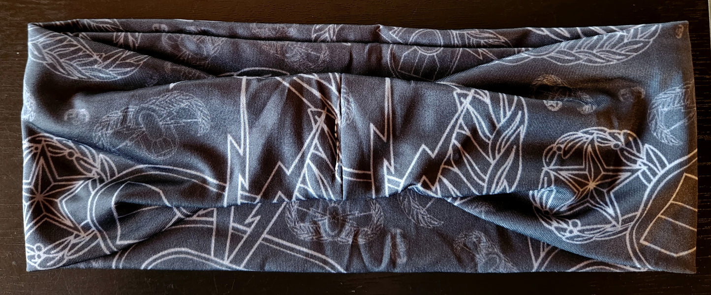 Headband - "EOD Mixed Badges" (Grey on Black)