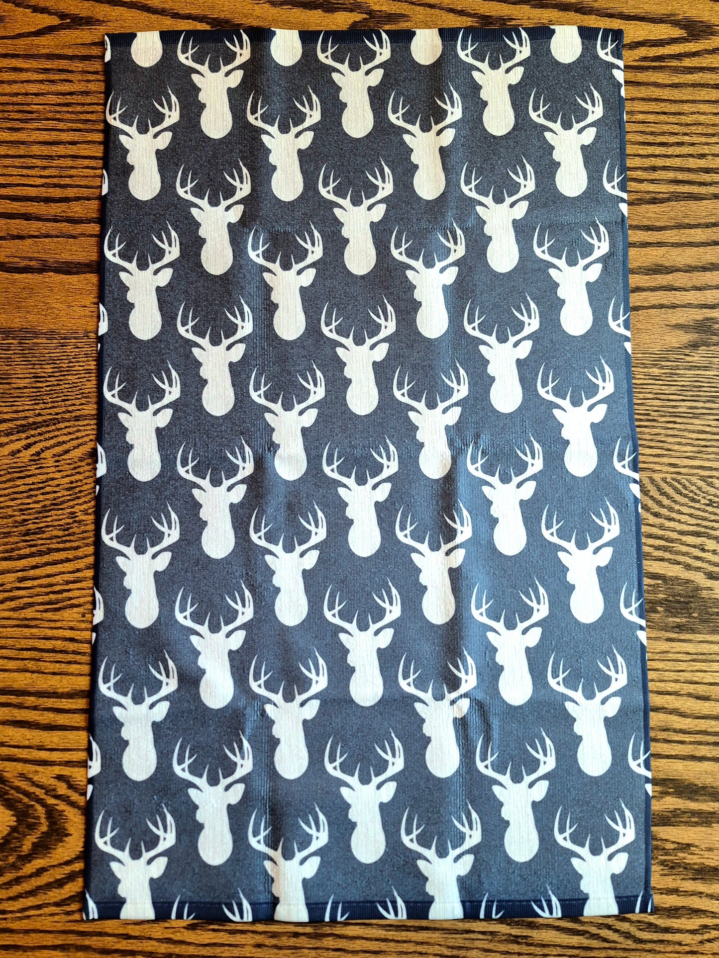 Hand Towel - "Wood Grain Deer" (Blue)