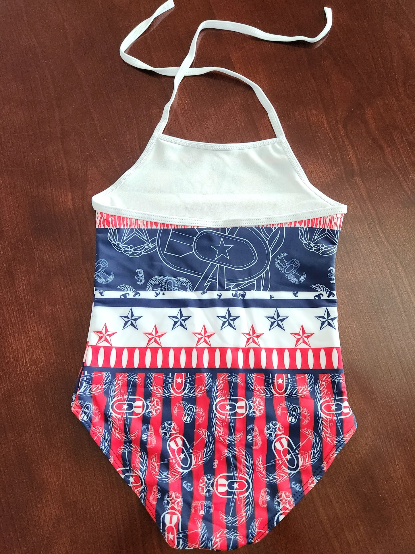 Girls' One-Piece Swimsuit - "Badges & Stripes"