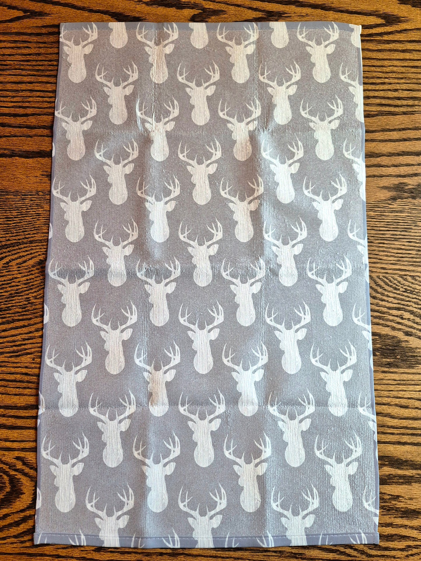 Hand Towel - "Wood Grain Deer" (Grey)