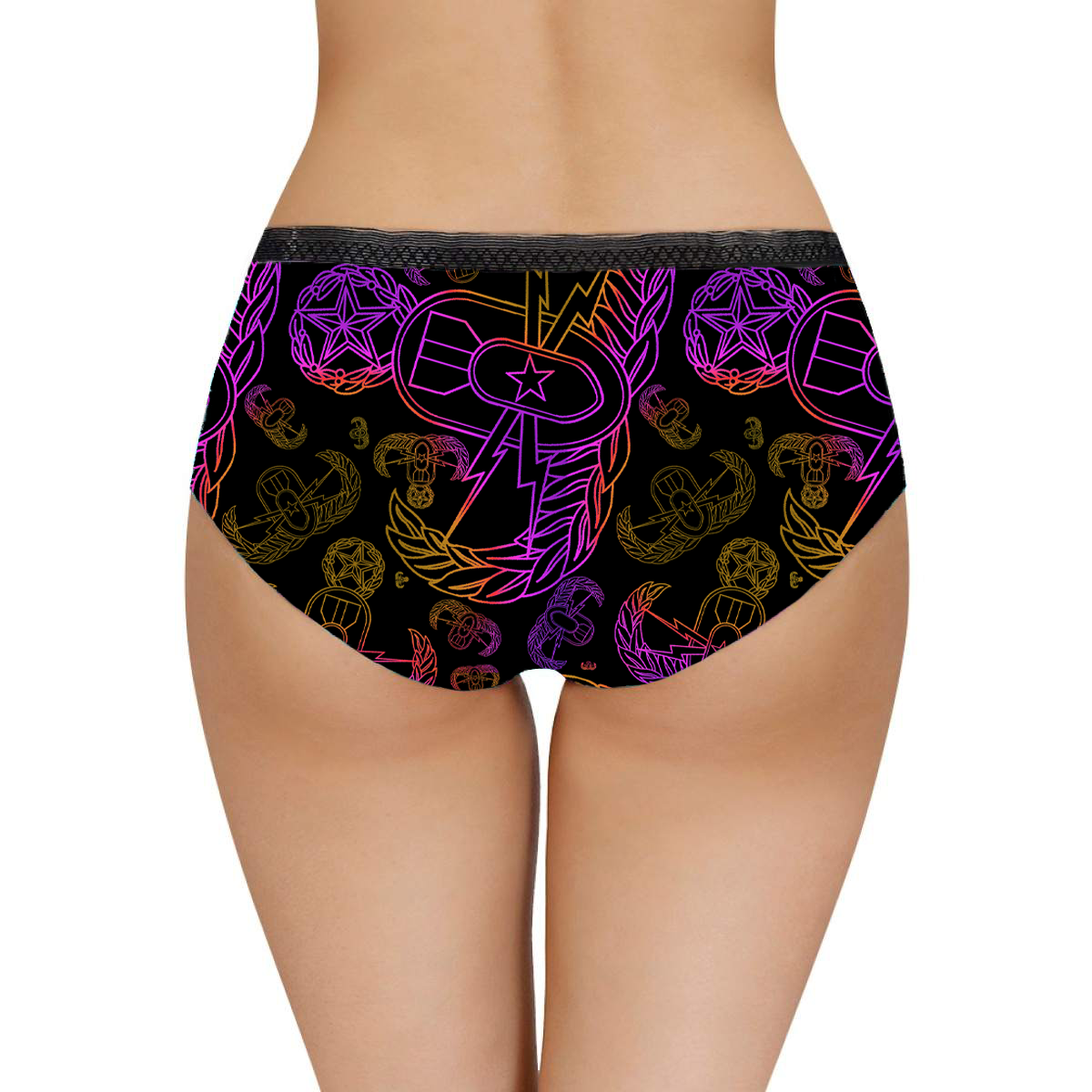Women's Briefs - "EOD Mixed Badges" (Yellow & Purple on Black)
