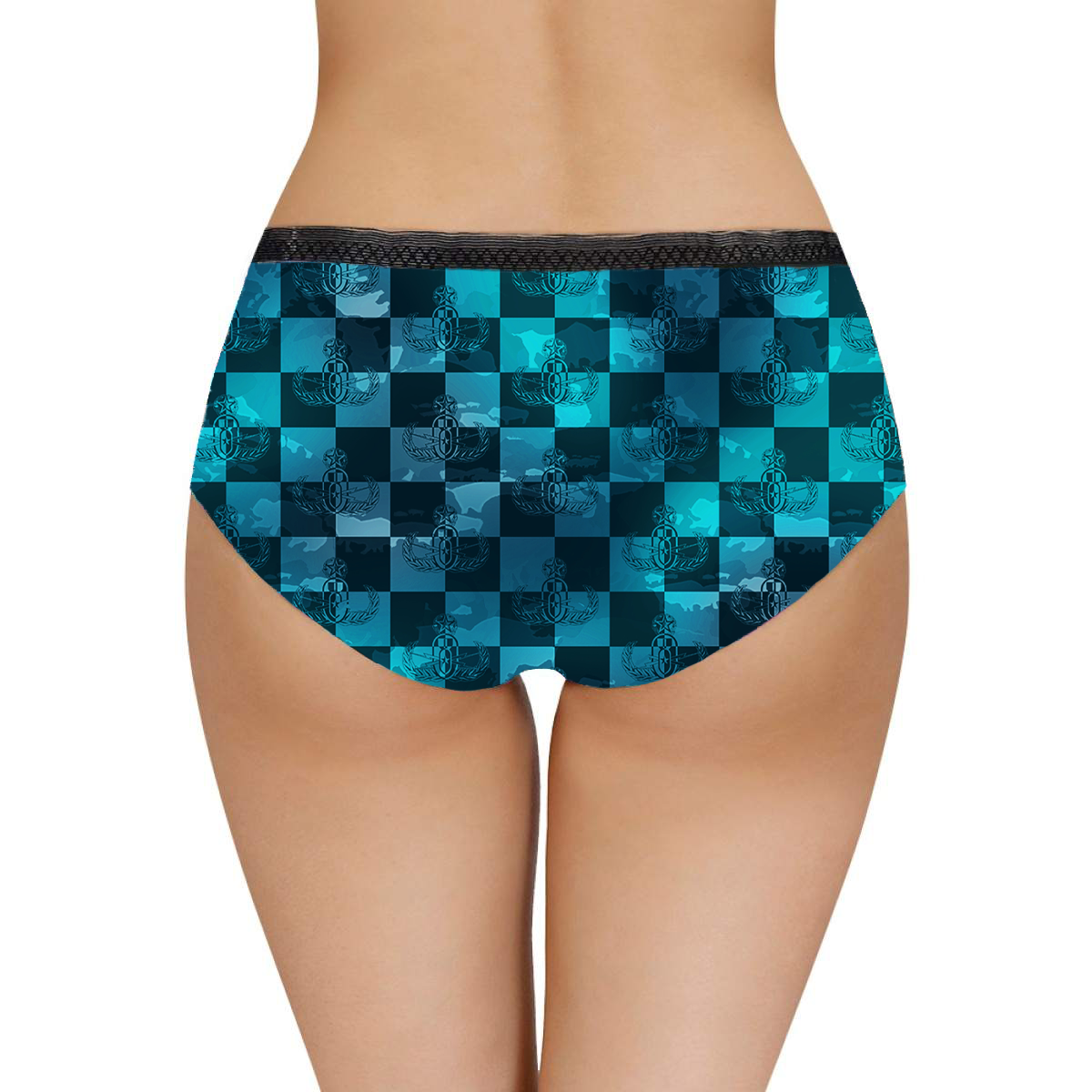 Women's Briefs - "EOD Buffoulage Checkered Flag" (Teal)