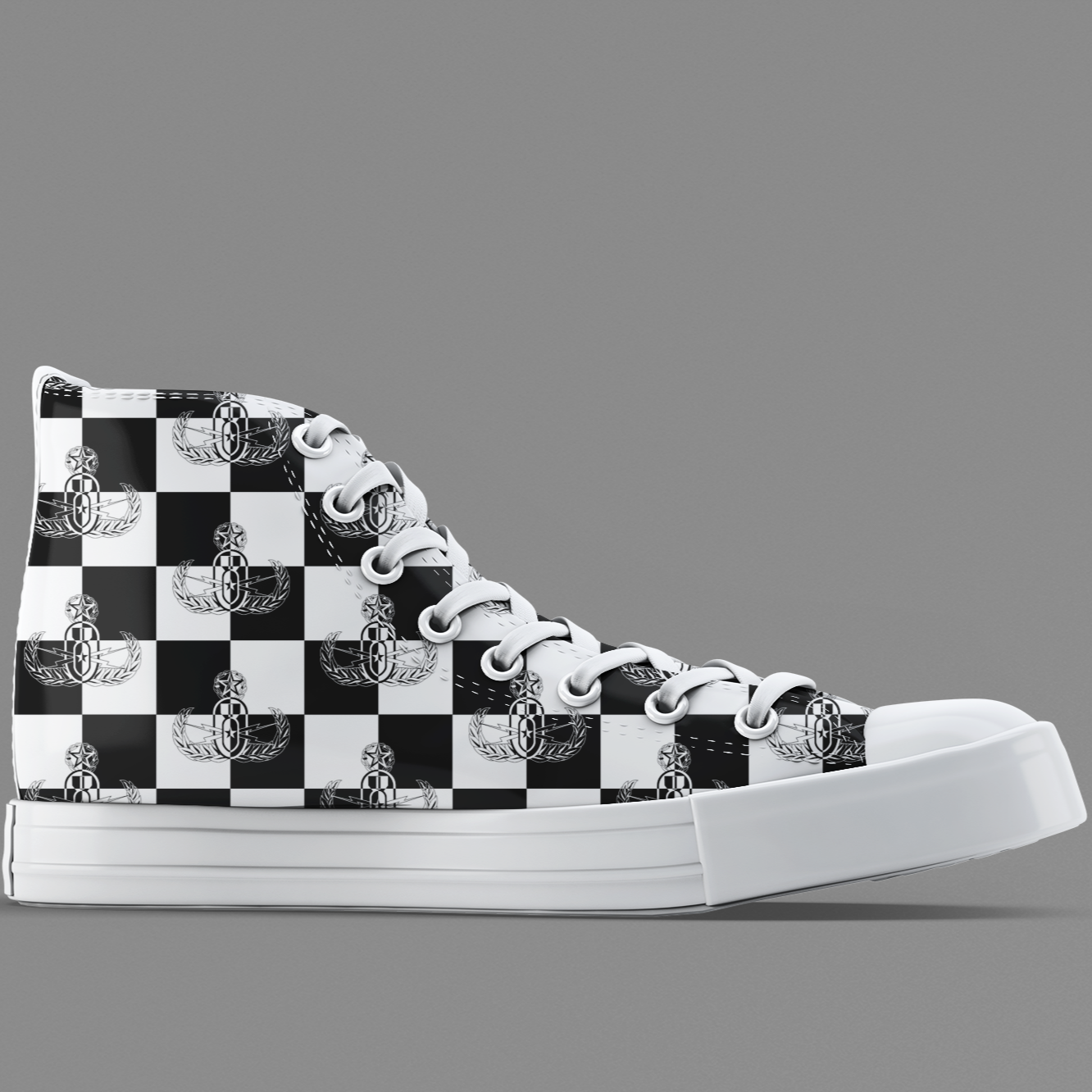 High Tops - "EOD Checkered Flag" (Black & White)