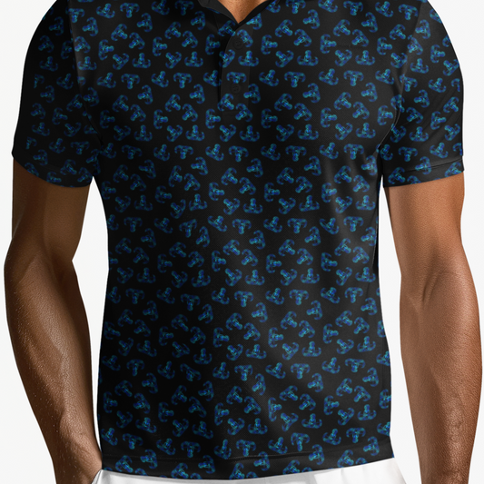Print On Demand - Polo Shirt - "Metallic EOD Badges" (Blue)