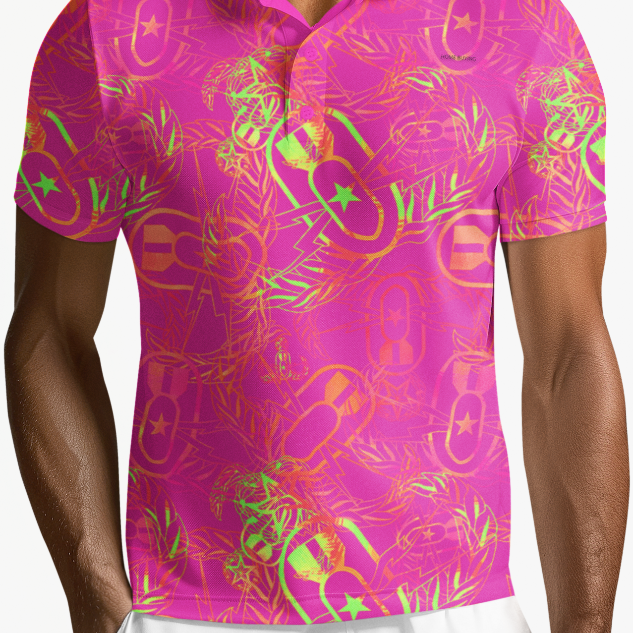 Polo Shirt - "It's 5 o'clock Somewhere" (Neon Pink & Yellow)
