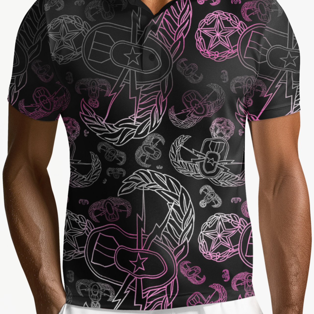 Polo Shirt - "EOD Mixed Badges" (Faded Pink)