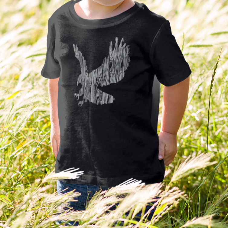 Wood Grain Eagle On Black Toddler T-Shirt