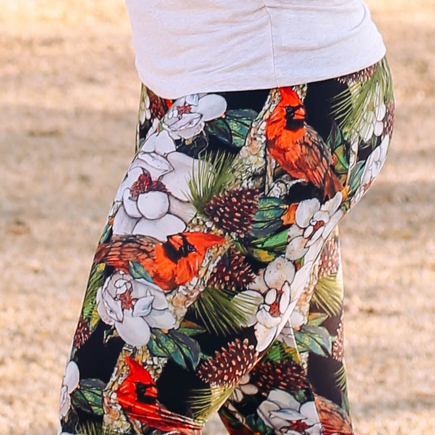 Leggings - "Cardinal Magnolia"