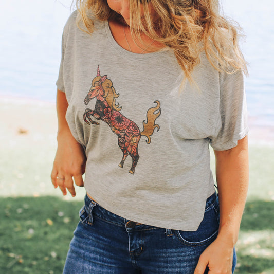 Tatted Unicorn Cropped T-Shirt