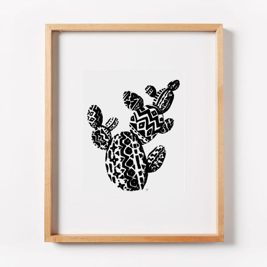 Aztec Prickly Pear B&W Print