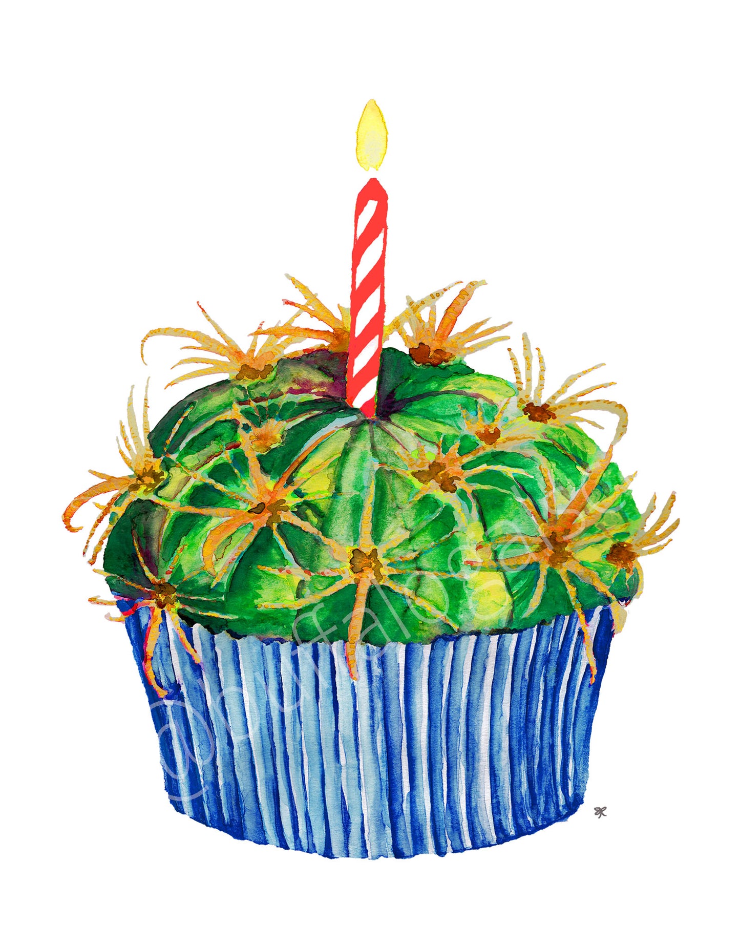 Cactus Cupcake Blue Print