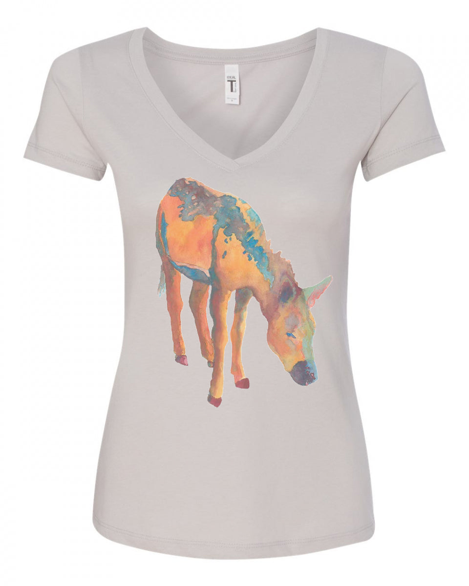 Desert Rain (Donkey/Burro) V-Neck T-Shirt