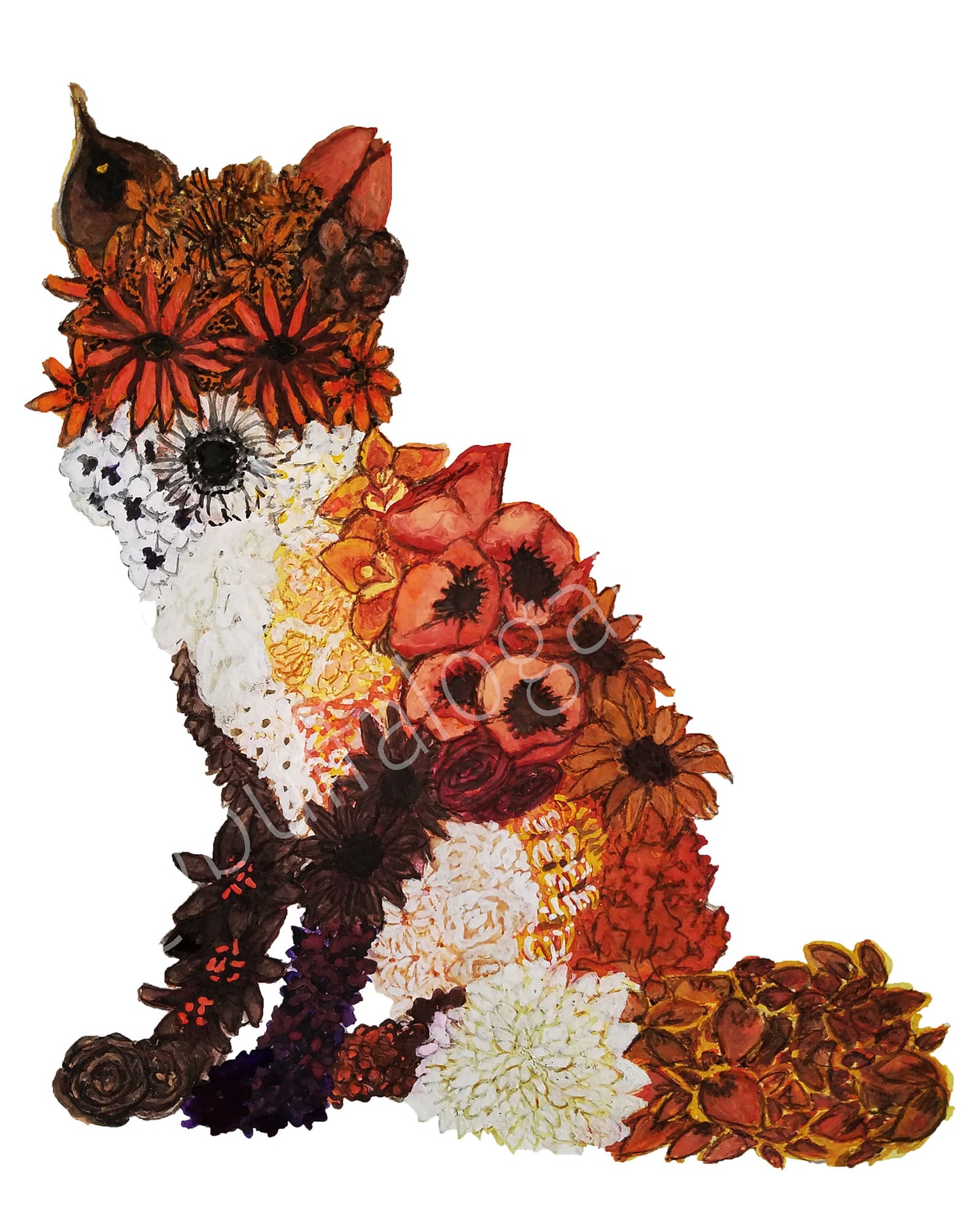 Floral Fox Print
