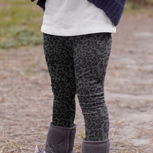 Forest Leopard Youth Leggings with Pockets