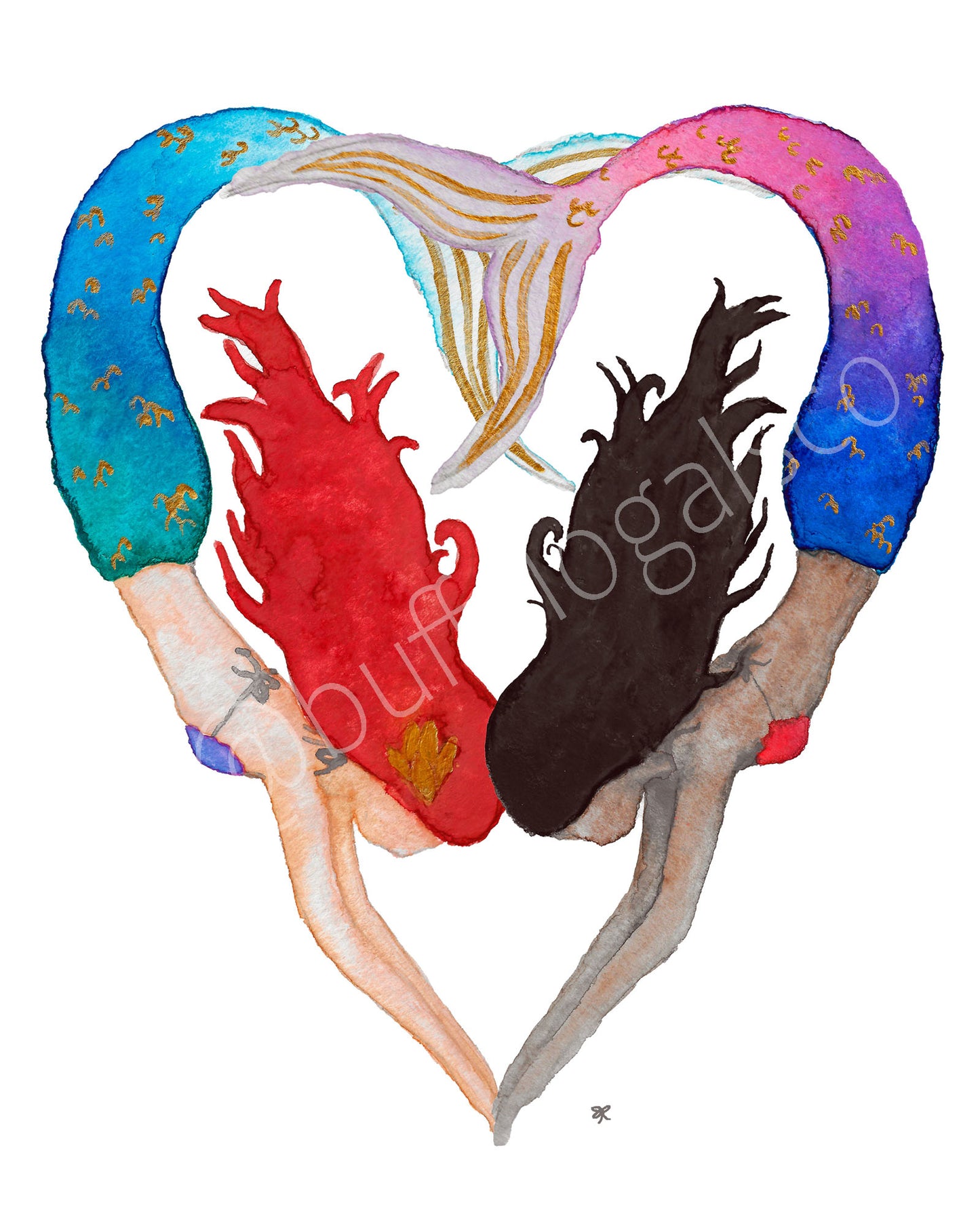 I Heart Mermaids Print
