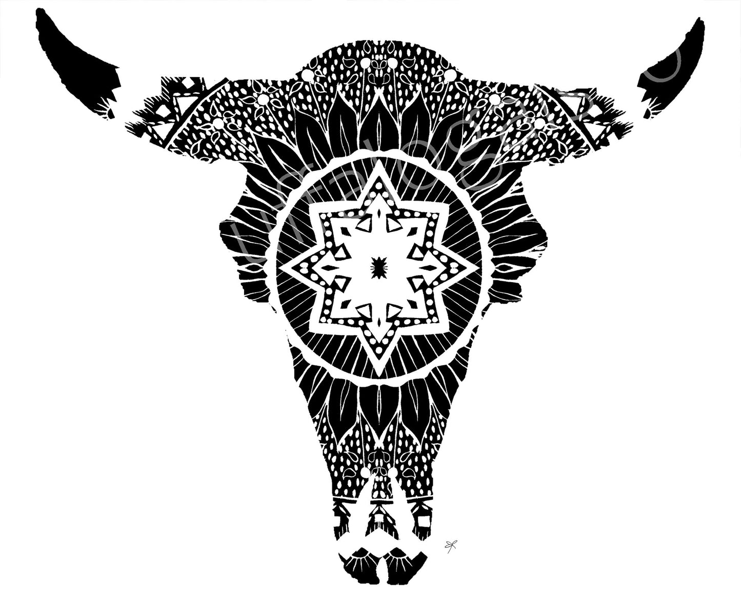 Mandala Buffalo Skull Print