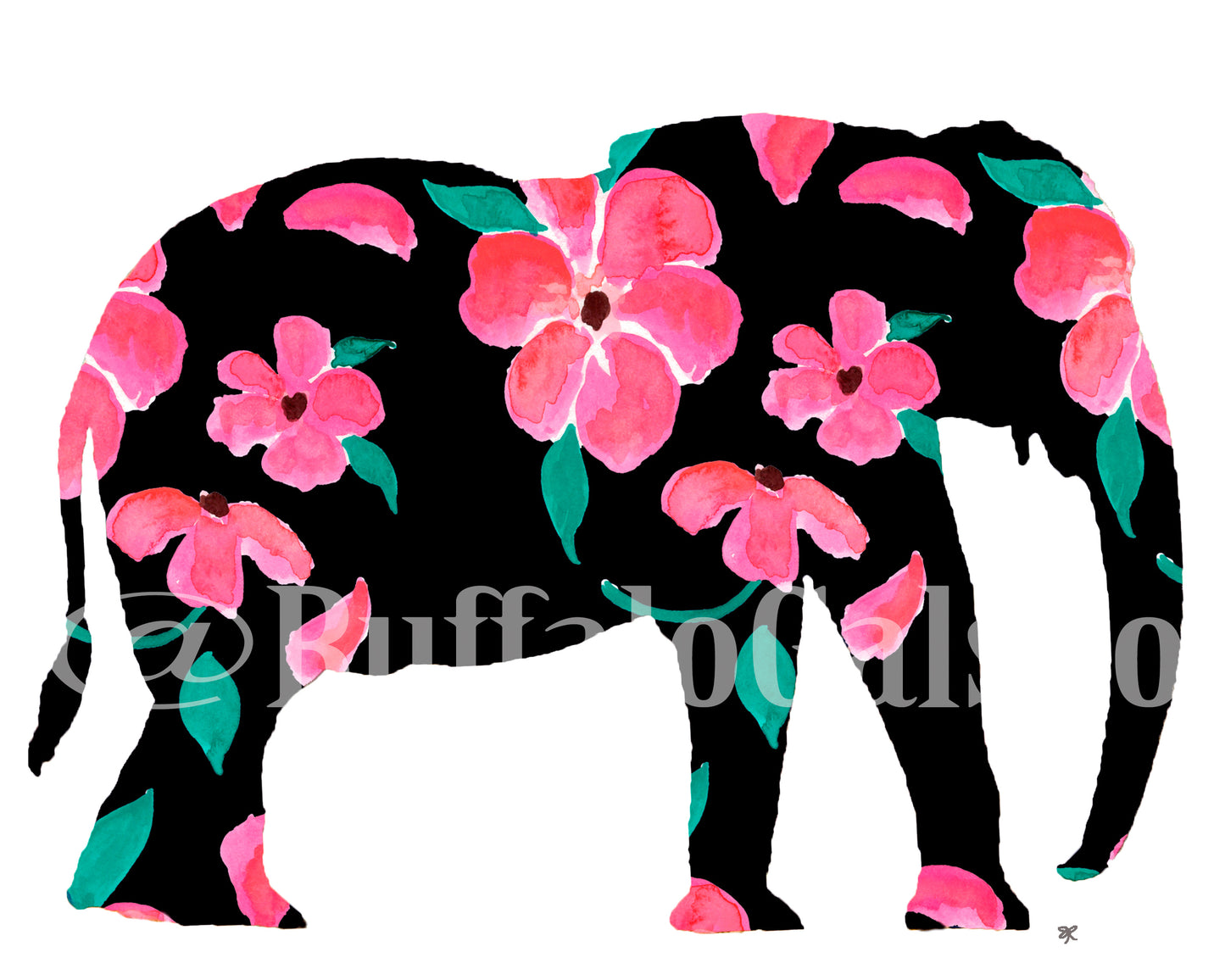 Pink Petal Elephant Print