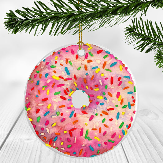 Pink Sprinkled Donut Ornament