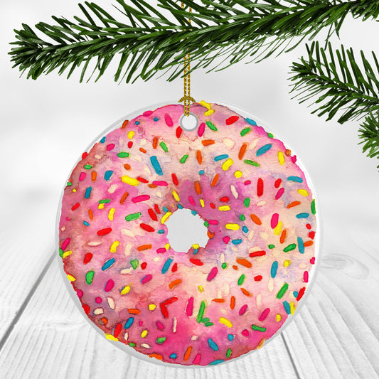 "Pink Sprinkled Donut" Ornament