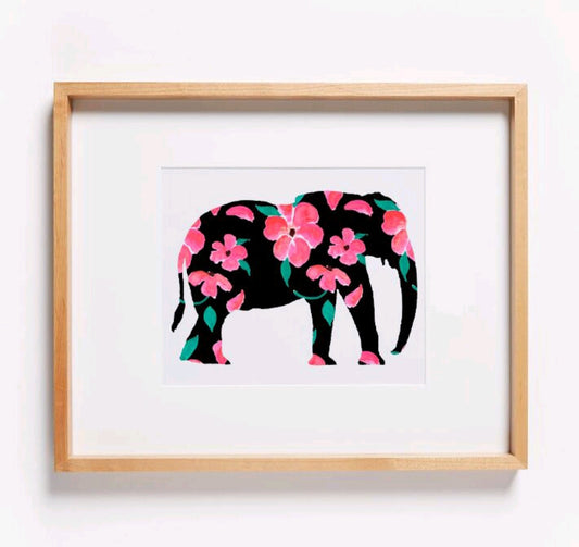 Pink Petal Elephant Print