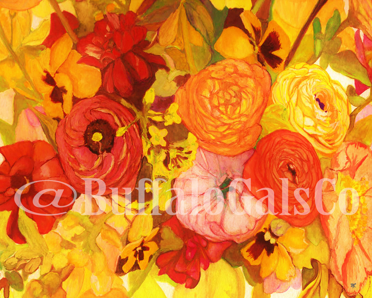 Sunset Poppy Bouquet Print